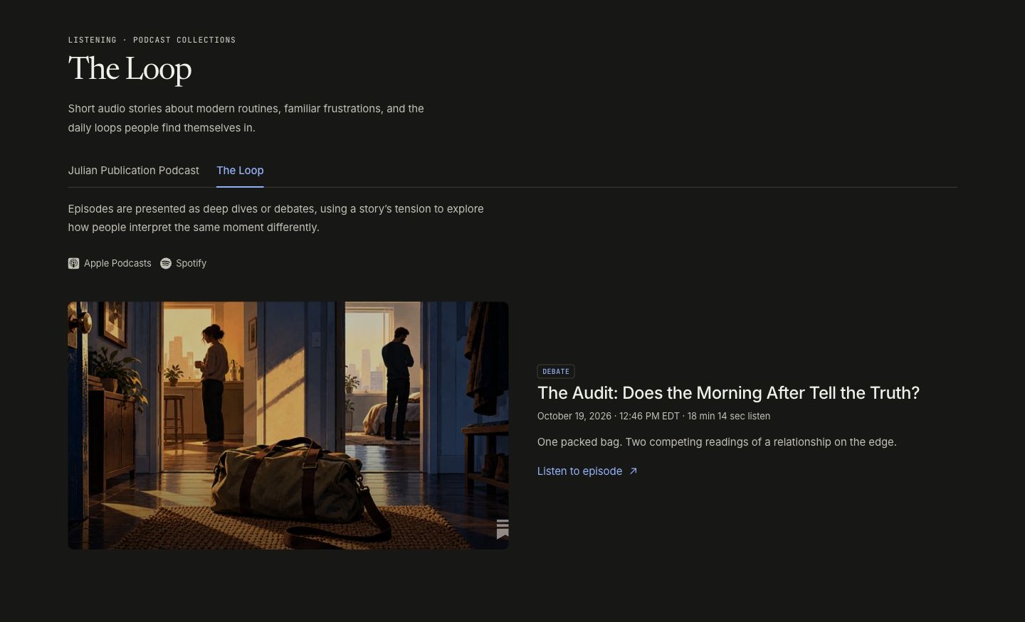 The Loop podcast collection, captured at 1440px desktop width