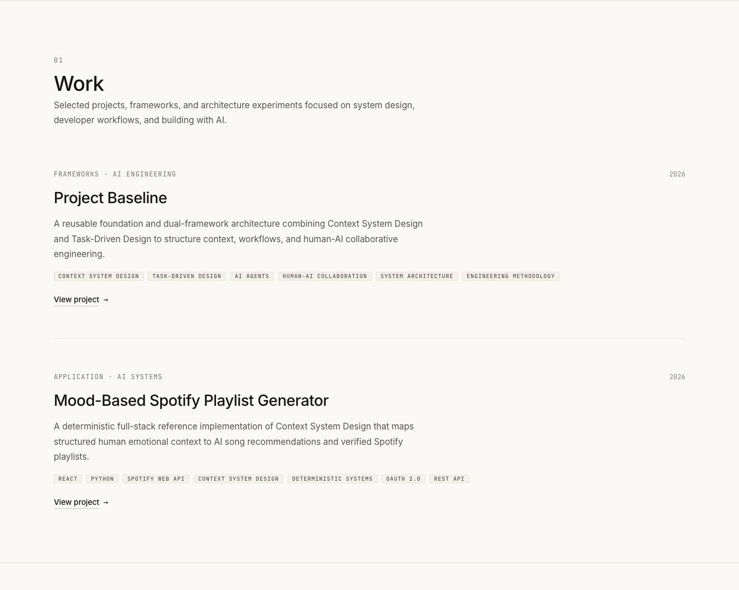 Before · plain project listings, captured at 1440px desktop width