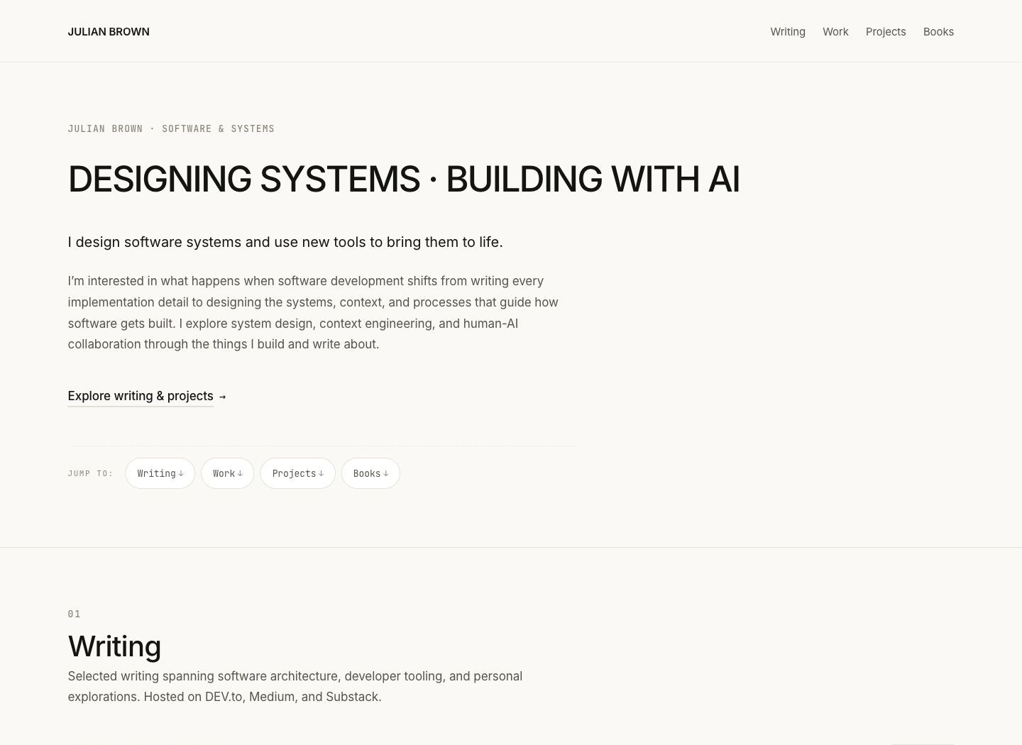 Before · the long portfolio homepage, captured at 1440px desktop width